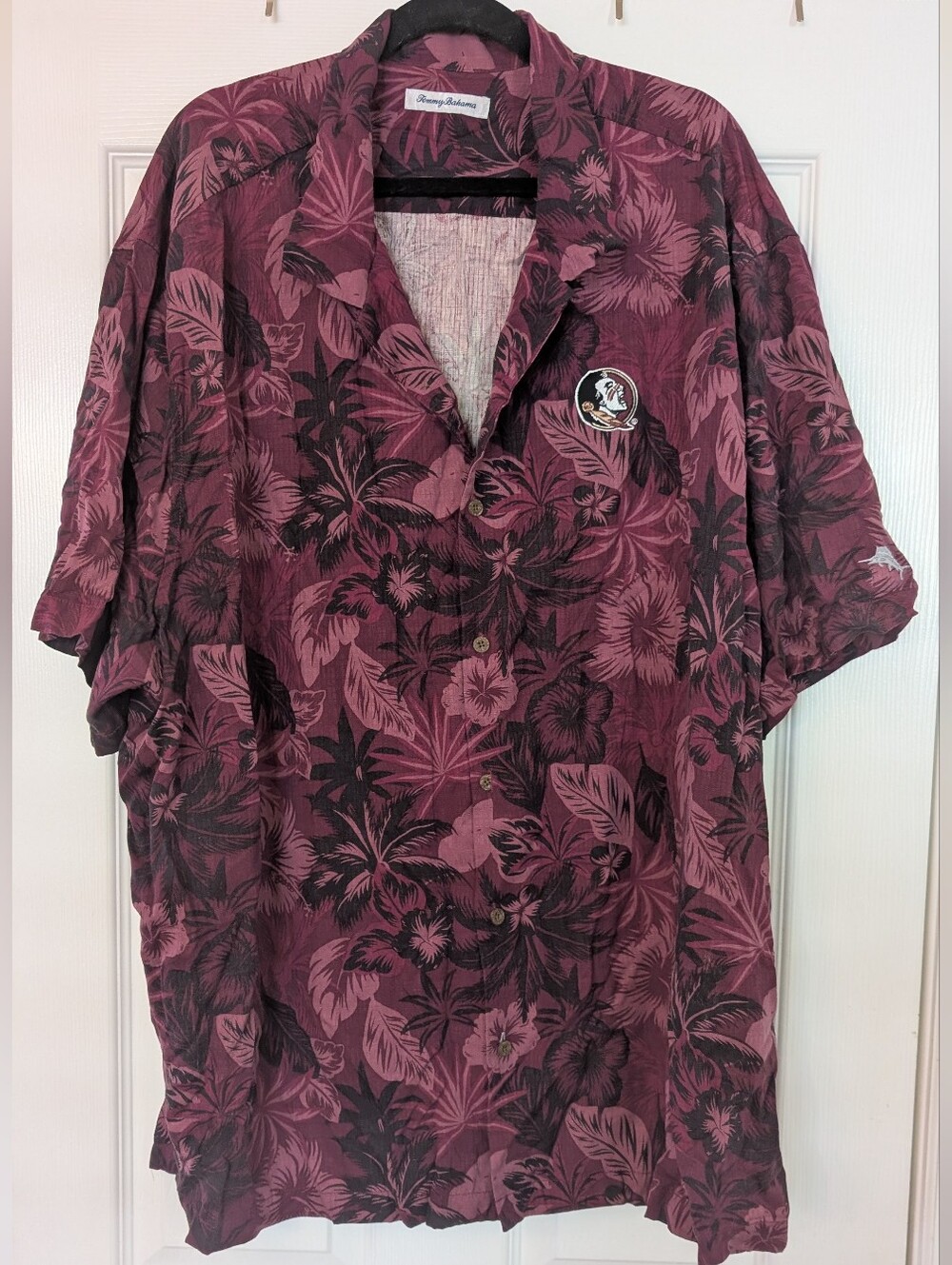 Men's TOMMY BAHAMA FSU Silk Hawaiian Short Sleeve Button Down Shirt